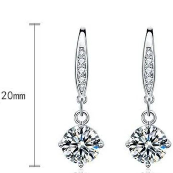 Certified 2ct. t.w. Moissanite Diamond Drop Earrings NEW - Picture 4 of 9